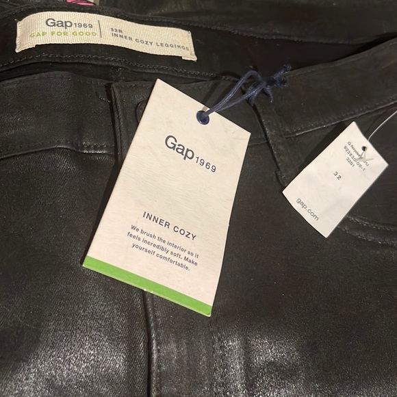 GAP 1969 Inner Cozy Legging in Black Orbit Coated Side Snap Stretch Jeans 32 - Picture 10 of 12